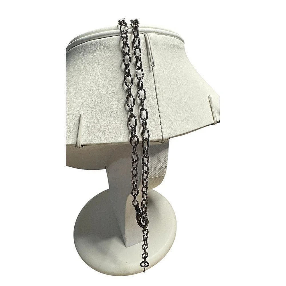 Vintage‎ Handmade Artisan Lock Necklace Rhinestone Key Charm Pendant
